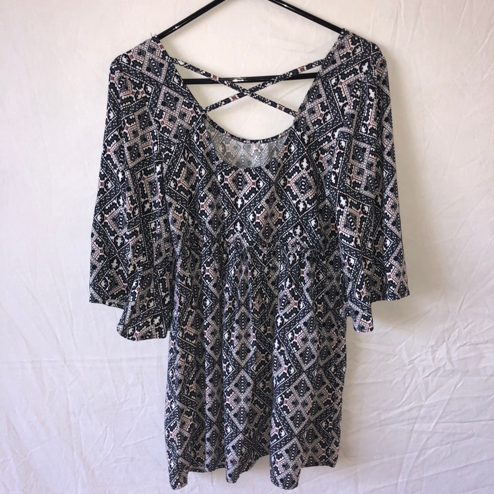 Blue Rain Baybdoll Tie Up Blouse by Francesca’s